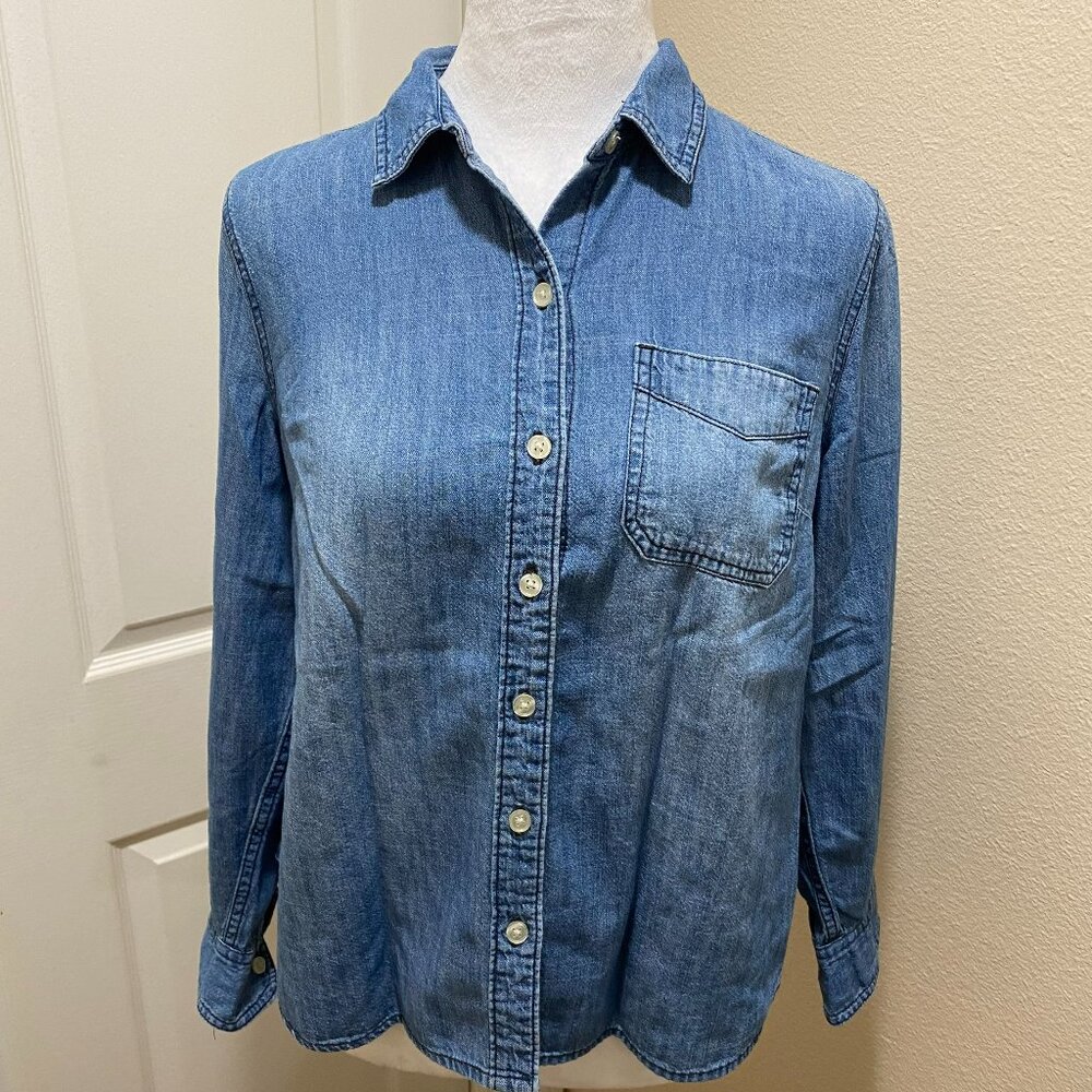 OLD NAVY Womens Classic Shirt Denim Button up Top Long Sleeve - Sz Small